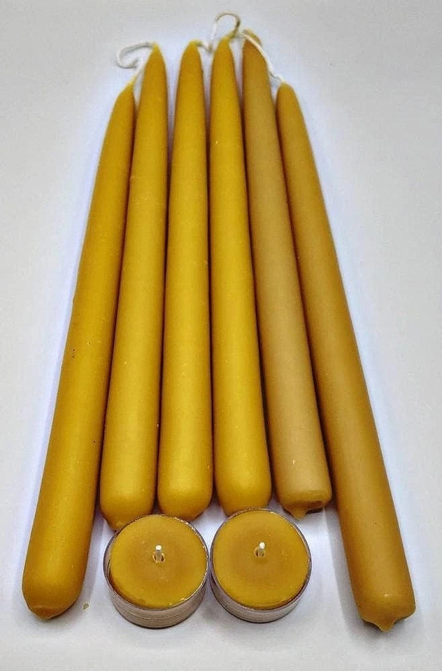 3 pares de conos de cera de abejas de 12 x 7/8 pulgadas (6 velas) - con DOS luces de té GRATIS Foto 1 de 3