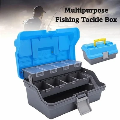 With Handle Fishing Tackle Box 3 Layers Hardware Storage Box  Tool Storage - Image 1 of 4
