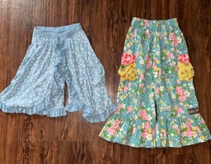 Paper Wings Girls Culotte Pantaloon Ruffle Mushroom Flower Pants Lot Of 2 Sz 8 - Picture 1 of 16