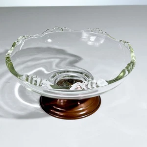 Plato de caramelo de vidrio transparente Princess House con pedestal de cobre 6" x 3" - Imagen 1 de 9