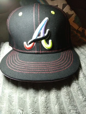 ATLANTA BRAVES BLACK PURPLE MULTI SNAPBACK HAT CAP..  - Image 1 of 4