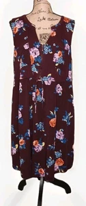 Torrid - Rich Burgundy Floral 1/4 Zip Sleeveless Dress - Women's Size 1X - Picture 1 of 3