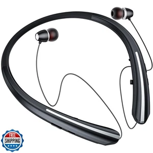 Bluetooth Headphones Neckband, Retractable Headset Wireless Sports Earbuds No - Picture 1 of 5