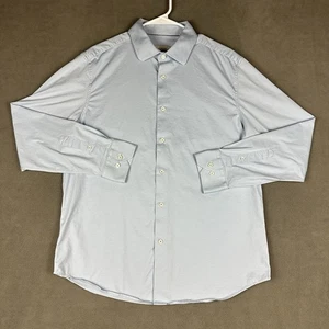 Bugatchi Shirt Mens Large Blue Button Up 8 Way Stretch Long Sleeve EUC - Picture 1 of 11