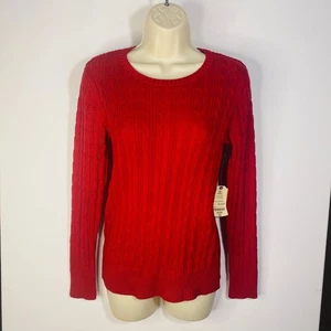 Suéter tejido con cable St Johns Bay para mujer M rojo manga larga pulóver acanalado - Imagen 1 de 4