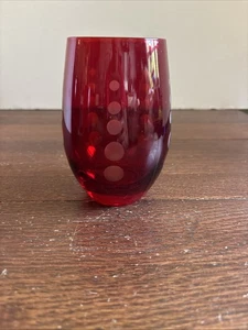 Cheers Ruby Red Mikasa Stemless Wine Glass Replacement Dots Etched To Clear - Picture 1 of 5