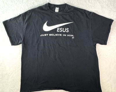 Nike Jesus Just Believe in Him Center Swoosh Negro 2XL De Colección Años 90 Foto 1 de 4