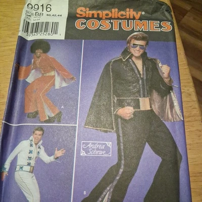 2001 Simplicity Pattern #9916, Mens’ Retro Elvis Style Costume SZ 40-44, Uncut - Image 1 of 3