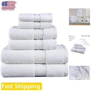 Oeko-Tex Certified 6-Piece Luxury Bath Towels Set for Ultimate Comfort - Picture 1 of 9
