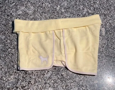 NUEVO XXL VS ROSA FELPA PLIEGUE SOBRE PANTALONES CORTOS AMARILLO SUAVE LOGOTIPO DE PERRO Foto 1 de 4