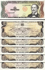 Dominican Rep. 1 Peso Oro 1988, UNC, 5 Pcs LOT, Consecutive, P-126c - Picture 1 of 4