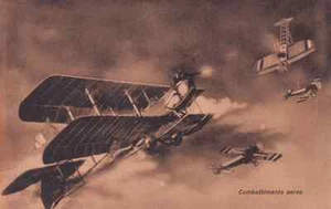 Postal militar de la Primera Guerra Mundial - Combate aéreo - Combatimento aéreo - Aviones tempranos - Imagen 1 de 2