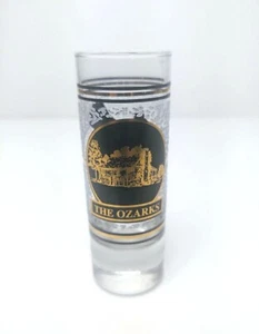 The Ozarks Vintage Sammlerstück 4" Schnapsglas schwarz gold geätzt Shooter - Bild 1 von 6