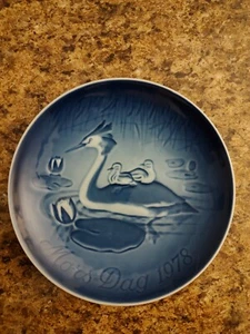 Plato de porcelana vintage B&G Copenhagen Dinamarca día de la madre 1978 pájaro agua - Imagen 1 de 2