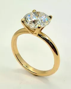 IGI Certified E VS1 3.00 Carat Lab Grown Solitaire Diamond Ring 14K Yellow Gold - Picture 1 of 11