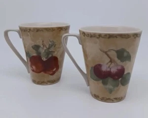 Cheri Blum for 222 Fifth Cortland Coffee Tea Mugs Cherries Set of 2 - Picture 1 of 8