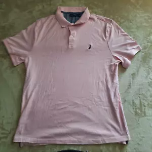 Nautica Shirt Adult Men's 2XL XXL Pink Short Sleeve Polo Logo - Picture 1 of 7