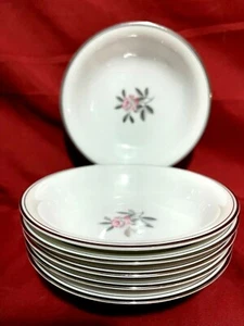 Noritake 5790 Rosales Set Of 6 Dessert Fruit Bowls 5 1/2" Pink Rose Silver Trim - Picture 1 of 3