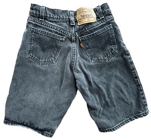 VTG Levis 562 Black Loose Fit Orange Tab Shorts Youth Sz. 10 Slim Y2K 90s Skater - Picture 1 of 4