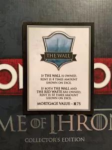 Monopoly Game Of Thrones THE WALL titolo atto gioco di carte ricambio 2015 - Foto 1 di 3