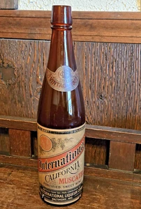 Vtg. 1927 Amber Paper Label California Cork Top Wine Bottle - Picture 1 of 7