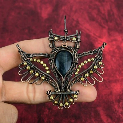 Colgante Pietersita Alambre de Cobre Envuelto Búho Joyería Piedras Preciosas Colgante Regalo Para Ella Foto 1 de 4