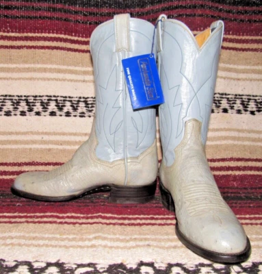Botas de Vaquero Mujer Vintage Panhandle Delgadas Azul Claro Cuero Avestruz 5 B NUEVAS Foto 1 de 4