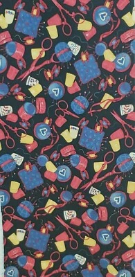 47" x 6" Sewing Notions Scissors bobbins NTT Fabric Traditions 1993 Face Masks - Image 1 of 3