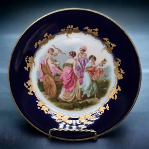 Placa de gabinete real Oepiag de colección 8" Art Nouveau Checoslovaquia oro flores doradas - Imagen 1 de 5