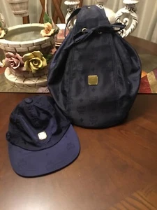 Vintage MCM ~ Black Logo Nylon Drawstring Sling Backpack Bag ~ Hand Made - Picture 1 of 3
