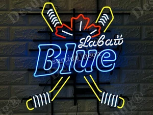 US LAGER Labatt blau Hockeyschläger Neonlicht Schild Echtglas Zimmerdekoration 20"x24" - Bild 1 von 1