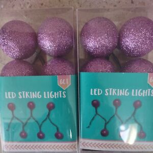 2 Purple LED String lights Glitter Ball Sparkle 2.9ft New 