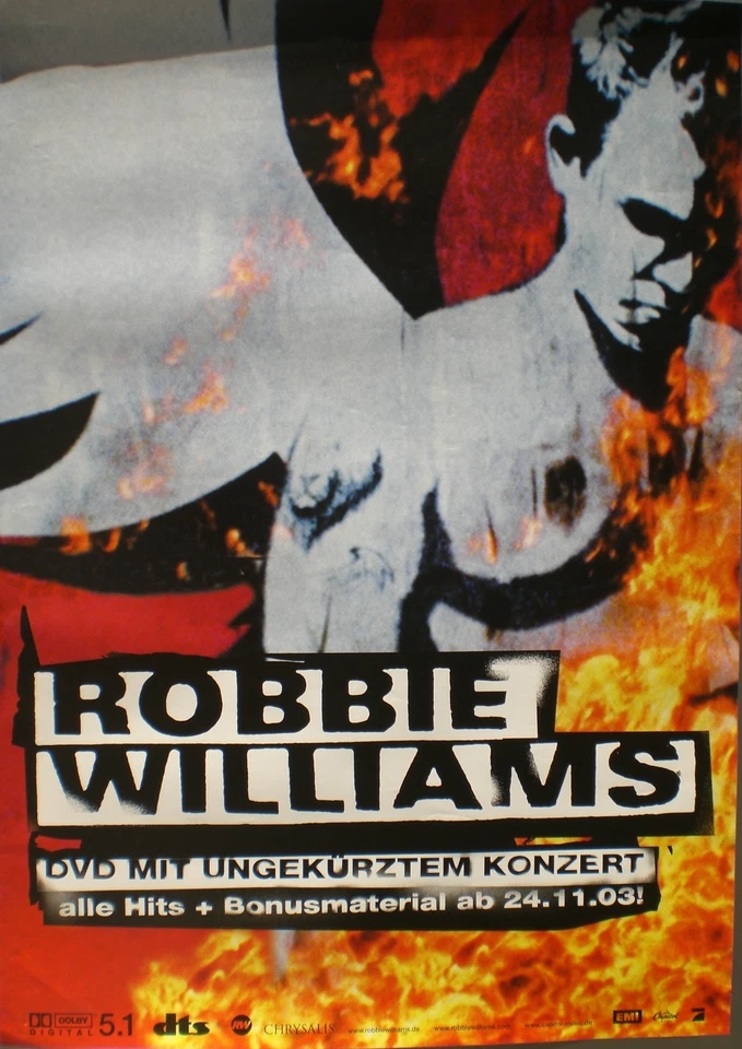 ROBBIE WILLIAMS "WHAT WE DID LAST SUMMER" GERMAN PROMO POSTER W/ DEUTSCH WRITING - Image 1 of 1