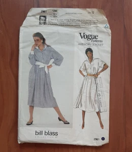 VINTAGE VOGUE 1980, 2961, Bill Blass Belted Dress, American Designer, Size 12 - Picture 1 of 2