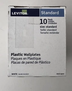 Placa de pared de palanca única de plástico blanco estándar Leviton 88001-WMP - paquete de 10 nuevo - Imagen 1 de 4