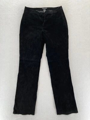 Vintage Kenneth Cole New York Leather Pants Women's 10 Black Straight Leg Lined - Image 1 of 4