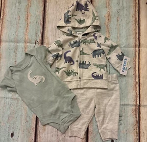 New Charter’s Child of Mine 3 Pieces Set Dinosaurs Size Toddler Boys 0-3 months - Picture 1 of 11