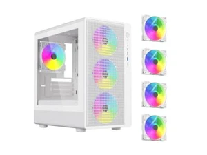 DIYPC ARGB-R1-W White USB3.0 /Type C Micro ATX Gaming Computer Case w/ Tempered - Picture 1 of 5