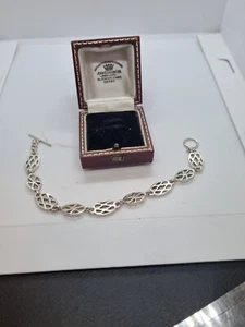 (667) Sterling Silver Fancy Link Bracelet Links 7.5 Inch Toggle & T/ Bar - Picture 1 of 5