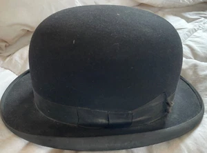 Vintage John B. Stetson Black Felt Derby Bowler Hat DAC Ventilation - Picture 1 of 9