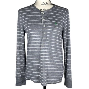 Polo Ralph Lauren taglia XL manica lunga a righe grigio bianco termica Henley t-shirt - Foto 1 di 11