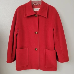 Max Mara Essential Rot Wolle Kamel Mantel Jacke Größe 4 US - Bild 1 von 12