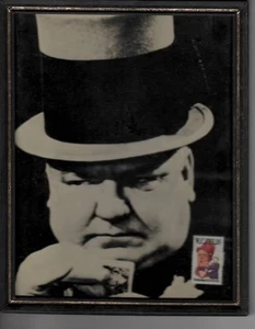 Foto de colección de W.C. Fields enmarcada con sello postal de él foto en blanco y negro - Imagen 1 de 4