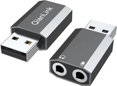 Adaptador de audio USB a 3,5 mm (paquete de 2), tarjeta de sonido estéreo externa con doble TRS 3-P Foto 1 de 4