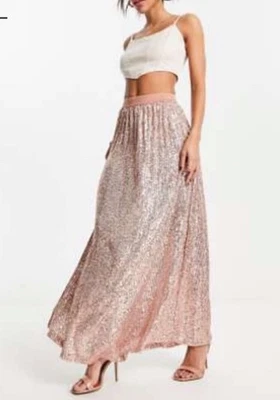 Falda de lentejuelas con diseño de Asos en oro rosa talla 8 Foto 1 de 4