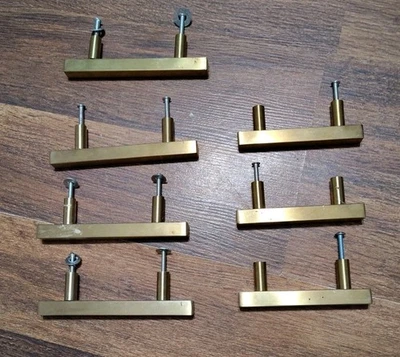 Juego de 6 manijas de cajón de metal de 5" y 4" pulgadas de largo color dorado de 3" y 2,5" centrales Foto 1 de 4