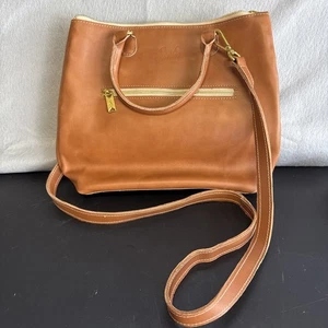 Bolso Bandolera Sseko Cuero Marrón Dorado Cremalleras Nunca Usado Nuevo - Imagen 1 de 12
