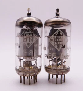2x TELEFUNKEN EF86 Chrome Plates Röhren geprüft, gut / tested with good emission - Bild 1 von 4