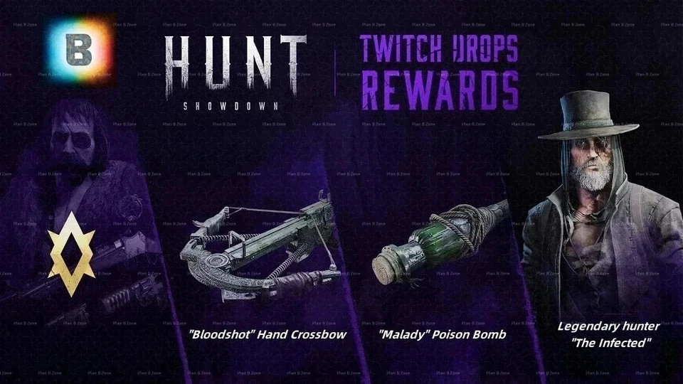 Hunt: Showdown Twitch Drops 3 items: Hand Crossbow+ Poison Bomb+"The Infected" - Image 1 of 1