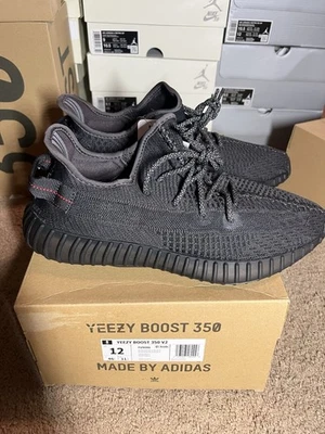 Adidas Yeezy Boost 350 V2 Men's Black Non Reflective Size 12 - Image 1 of 4